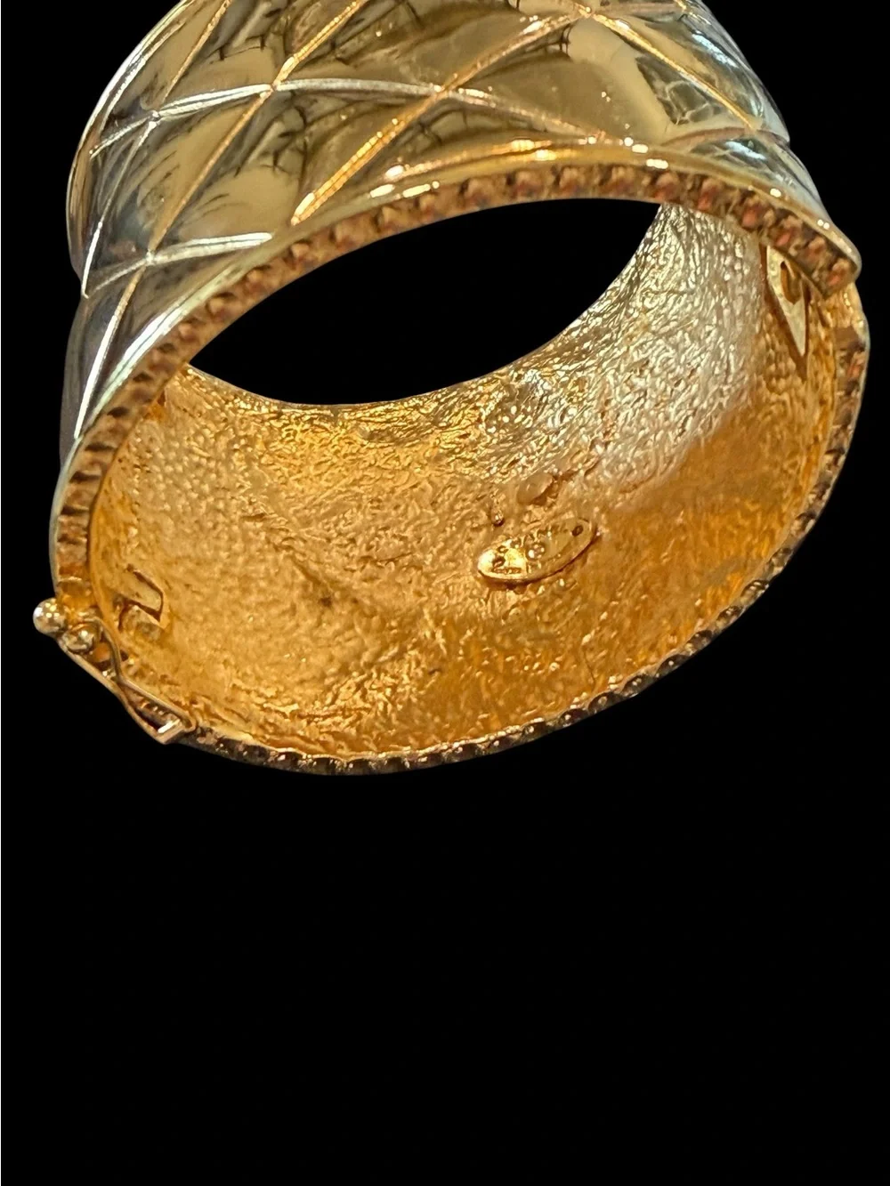 CHANEL Gold Plated Quilted Hinge Bracelet with Lion